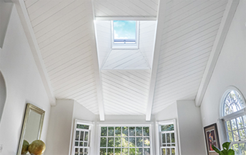 Skylights installed in a living room.