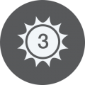 Step three of our process, sun icon with number three.