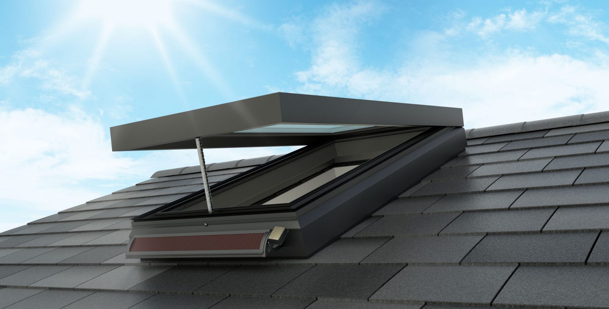Open skylight on roof